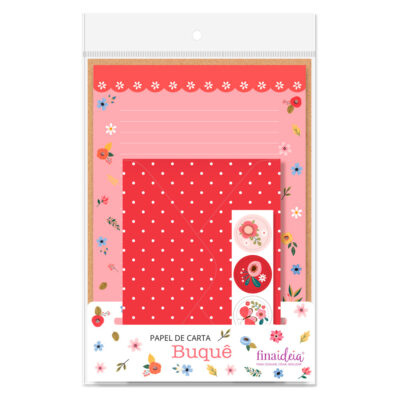 Papel de Carta Fina Ideia Buquê 15,5x23cm – 4 unid. com envelopes e adesivos