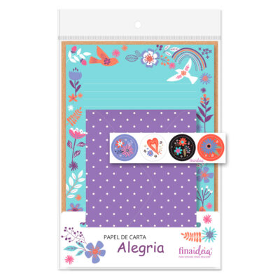 Papel de Carta Fina Ideia Alegria 15,5x23cm – 4 unid. com envelopes e adesivos
