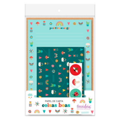 Papel de Carta Fina Ideia Coisas Boas 15,5x23cm – 4 unid. com envelopes e adesivos