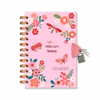 Diário com Chave Fina Ideia Borboletas 11,8x17,5cm 84 folhas capa protetora