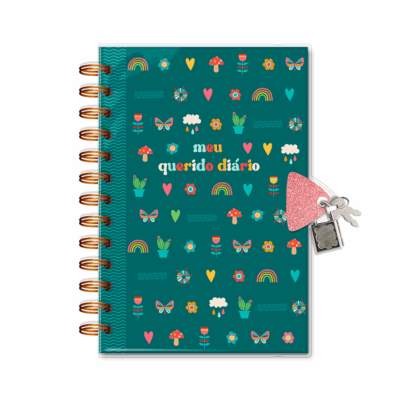 Diário com Chave Fina Ideia Coisas Boas 11,8x17,5cm 84 folhas capa protetora