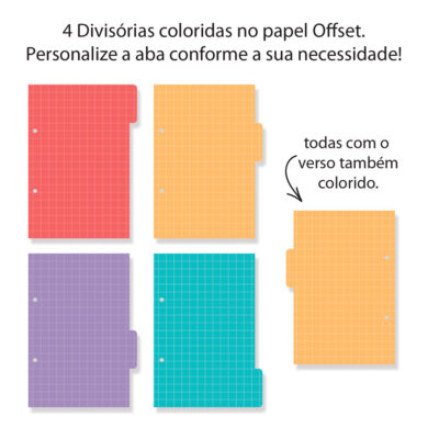 Alternative view of Refil Divisórias Coloridas Fina Ideia Caderno Argolado P 13,5x20,5cm 4 unidades
