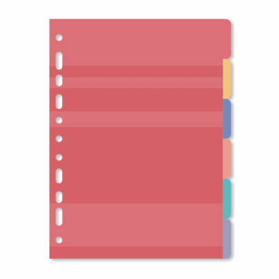 Refil Divisórias Coloridas Caderno Argolado Fina Ideia 17,6x23,2cm 12 unidades