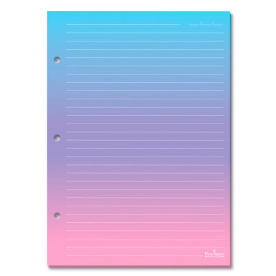 Refil Decorado Caderno Argolado Colegial Fina Ideia Degradê Rosa 50 folhas 90g
