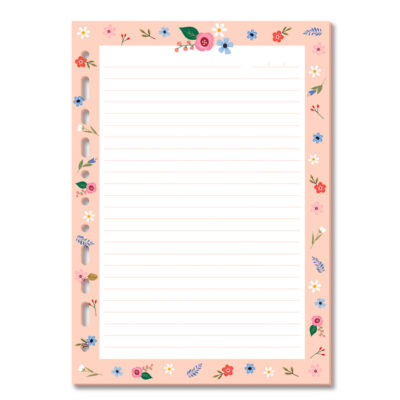 Refil Decorado Caderno Argolado Colegial Fina Ideia Flores 30 folhas 90g