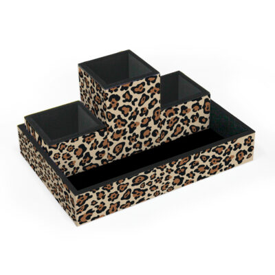 Organizador de Mesa Fina Ideia Oncinha com 4 peças em MDF