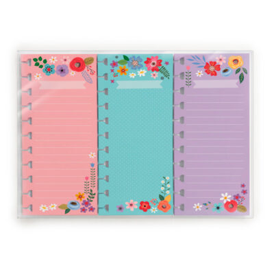 Kit Bloquinhos Folhas Removíveis Fina Ideia Floral 6,5x15,5cm 3 unidades com 30 folhas 120g/m² cada