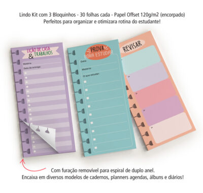 Alternative view of Kit Bloquinhos Folhas Removíveis Fina Ideia Estudos 6,5x15,5cm 3 unidades com 30 folhas 120g/m² cada