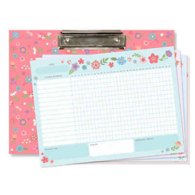 Alternative view of Controle de Hábitos Prancheta Fina Ideia Floral 15,5x21cm 12 lâminas 180g/m²