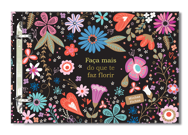 Porta-fichas Fiore Fina Ideia 25,5x18cm 48 fichas pautadas capa dura
