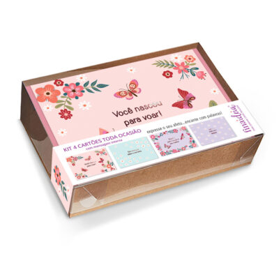 Kit Cartões Linha Essencial Borboletas Fina Ideia 11x15,5cm com 4 unid.