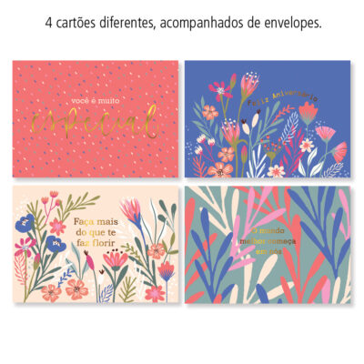 Alternative view of Kit Cartões Linha Essencial Primavera Fina Ideia 11x15,5cm com 4 unid.