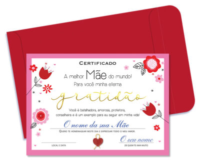 Alternative view of Cartão Certificado Melhor Mãe Gratidão Fina Ideia 15x21cm com envelope