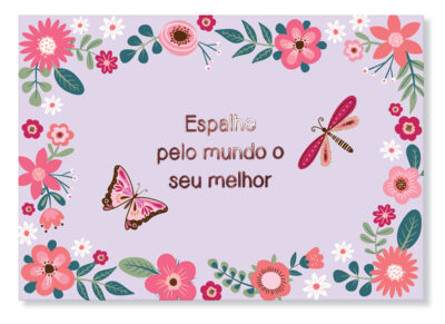 Cartão Essencial Felicitações Borboletas Lilás Fina Ideia 11x15,5cm com envelope