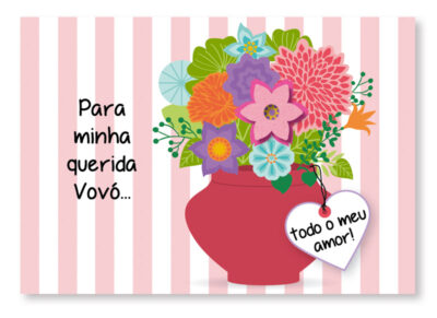 Cartão Mix Avó Vaso Flores Fina Ideia 11x15,5cm com envelope
