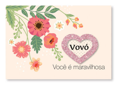 Cartão Mix Avó Flores Salmão Fina Ideia 11x15,5cm com envelope