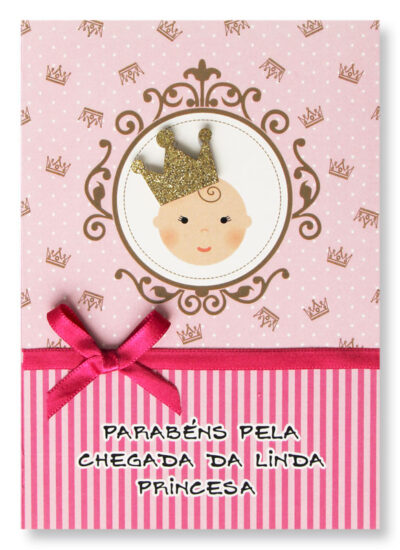 Cartão Artesanal Nascimento Princesa Fina Ideia 11x15,5cm com envelope