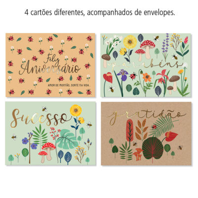 Alternative view of Kit Cartões Linha Essencial Love Garden Fina Ideia 11x15,5cm com 4 unid.