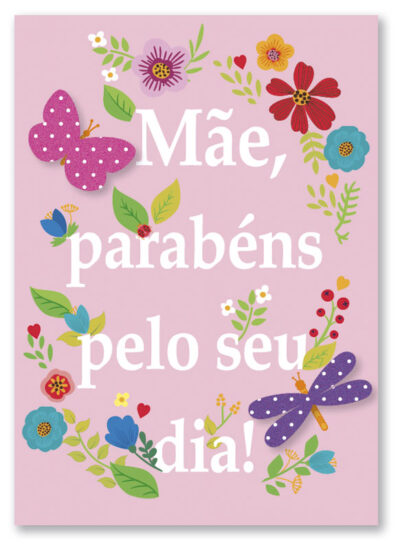 Cartão Artesanal Mãe Frase Floral Fina Ideia 11x15,5cm com envelope
