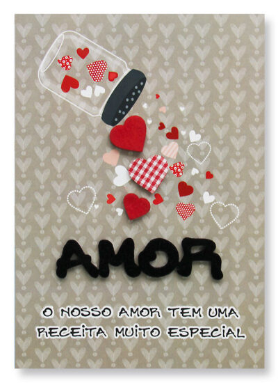 Cartão Artesanal Romântico Amor Potinho Fina Ideia 11x15,5cm com envelope