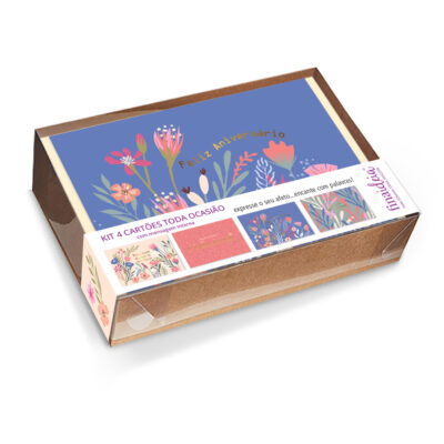 Kit Cartões Linha Essencial Primavera Fina Ideia 11x15,5cm com 4 unid.