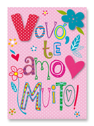 Cartão Artesanal Avó Te Amo Muito Fina Ideia 11x15,5cm com envelope