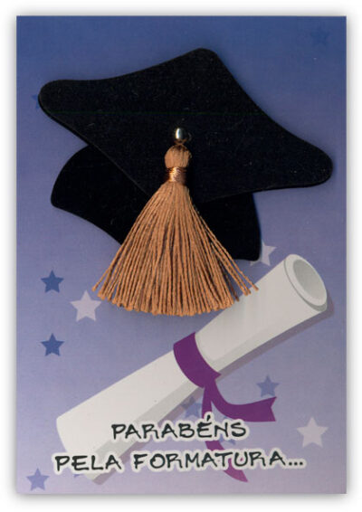 Cartão Artesanal Chapéu Formatura Fina Ideia 11x15,5cm com envelope