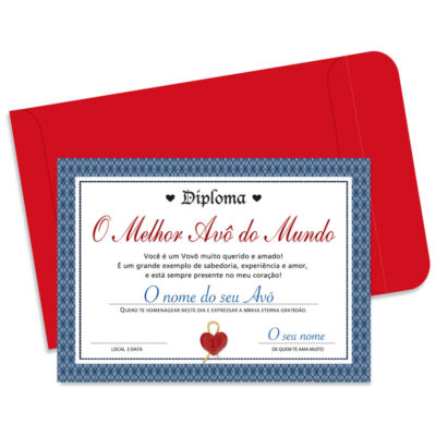 Alternative view of Cartão Certificado Melhor Avô Fina Ideia 15x21cm com envelope