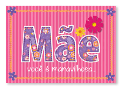 Cartão Mix Mãe Palavra Floral Fina Ideia 11x15,5cm com envelope