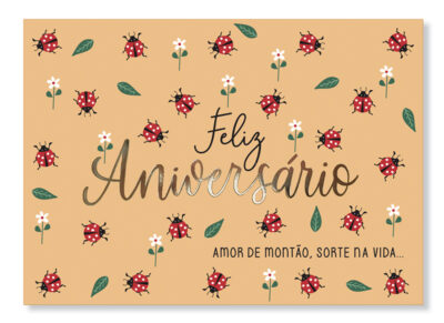 Cartão Essencial Aniversário Joaninha Fina Ideia 11x15,5cm com envelope