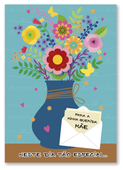 Cartão Artesanal Mãe Vaso de Flores Fina Ideia 11x15,5cm com envelope