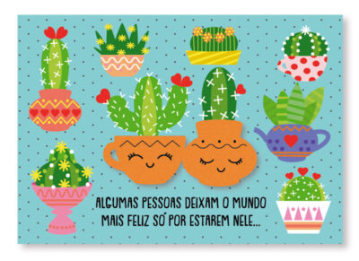 Cartão Mix Felicitações Cactos Vasos Fina Ideia 11x15,5cm com envelope