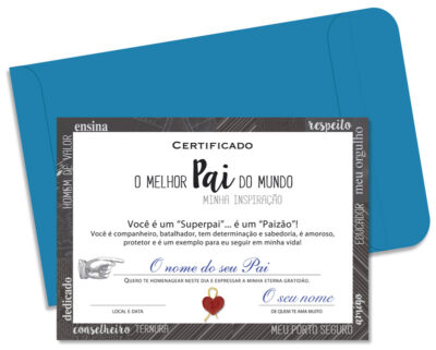 Alternative view of Cartão Certificado Melhor Pai Inspiração Fina Ideia 15x21cm com envelope