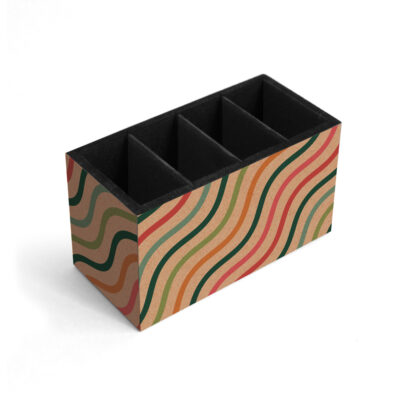 Porta-treco Fina Ideia Kraft Curvas 17x8,5x9cm em MDF