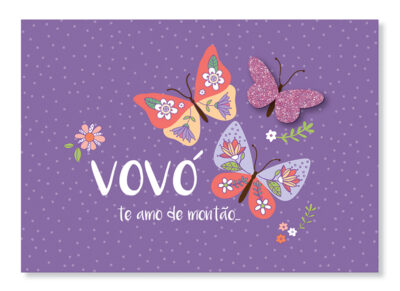 Cartão Mix Avó Borboletas Fina Ideia 11x15,5cm com envelope