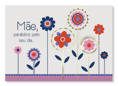 Cartão Essencial Mãe Flores Bolinhas Fina Ideia 11x15,5cm com envelope