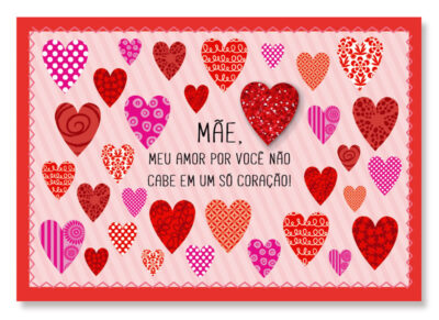 Cartão Mix Mãe Muitos Corações Fina Ideia 11x15,5cm com envelope
