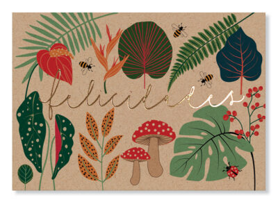 Cartão Essencial Felicidades Cogumelos Kraft Fina Ideia 11x15,5cm com envelope