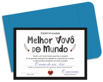 Alternative view of Cartão Certificado Melhor Avô Letras Fina Ideia 15x21cm com envelope