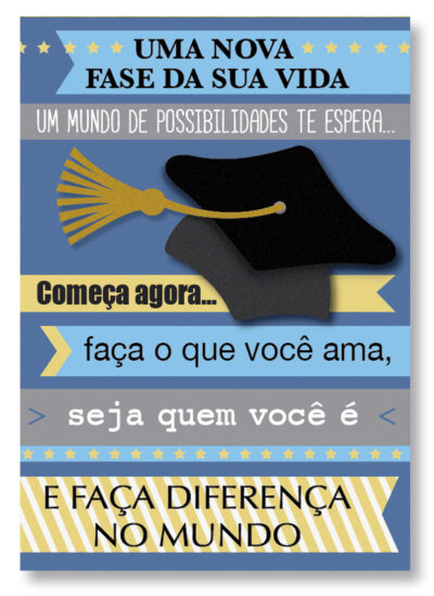 Cartão Artesanal Formatura Sonhos Fina Ideia 11x15,5cm com envelope