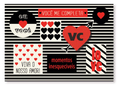 Cartão Mix Romântico Preto e Branco Fina Ideia 11x15,5cm com envelope