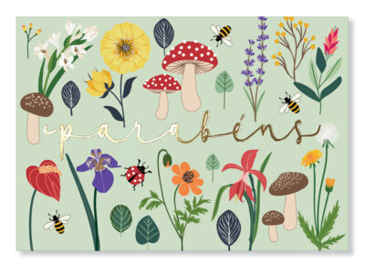 Cartão Essencial Parabéns Love Garden Fina Ideia 11x15,5cm com envelope