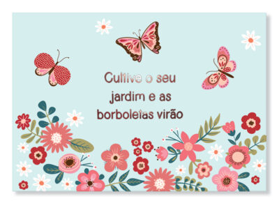 Cartão Essencial Felicitações Borboletas Verde Fina Ideia 11x15,5cm com envelope