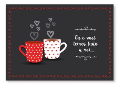 Cartão Mix Romântico Xícaras do Amor Fina Ideia 11x15,5cm com envelope