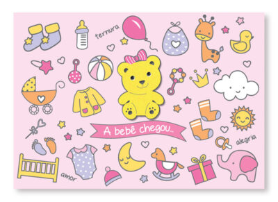 Cartão Mix Nascimento Bebê Fofura Menina Fina Ideia 11x15,5cm com envelope