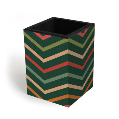Porta-lápis Fina Ideia Kraft Zigzag 7x7x10cm em MDF