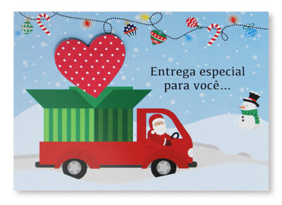 Cartão Mix Natal Carro com Coração Fina Ideia 11x15,5cm com envelope