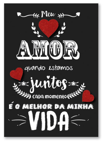 Cartão Artesanal Romântico Lettering Amor Fina Ideia 11x15,5cm com envelope