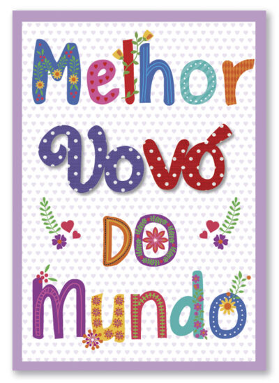 Cartão Artesanal Avó Letras Coloridas Fina Ideia 11x15,5cm com envelope