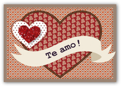 Cartão Mix Romântico Corações Faixa Fina Ideia 11x15,5cm com envelope